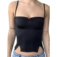 thumbnail image 2 of Faithtur Camisoles Unies pour Femmes, Sans Manches à Bretelles Spaghetti, Ourlet Fendu, Camisole Froncée, 2 of 5