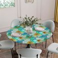 thumbnail image 5 of Watercolor Flower Round Tablecloth for 36-44 Inch Tables, Fitted Table Cover with Elastic Edge, Retro Abstract Floral Art Waterproof Outdoor Table Cloth Protector for Patio Garden Dinner Picnic, 5 of 9