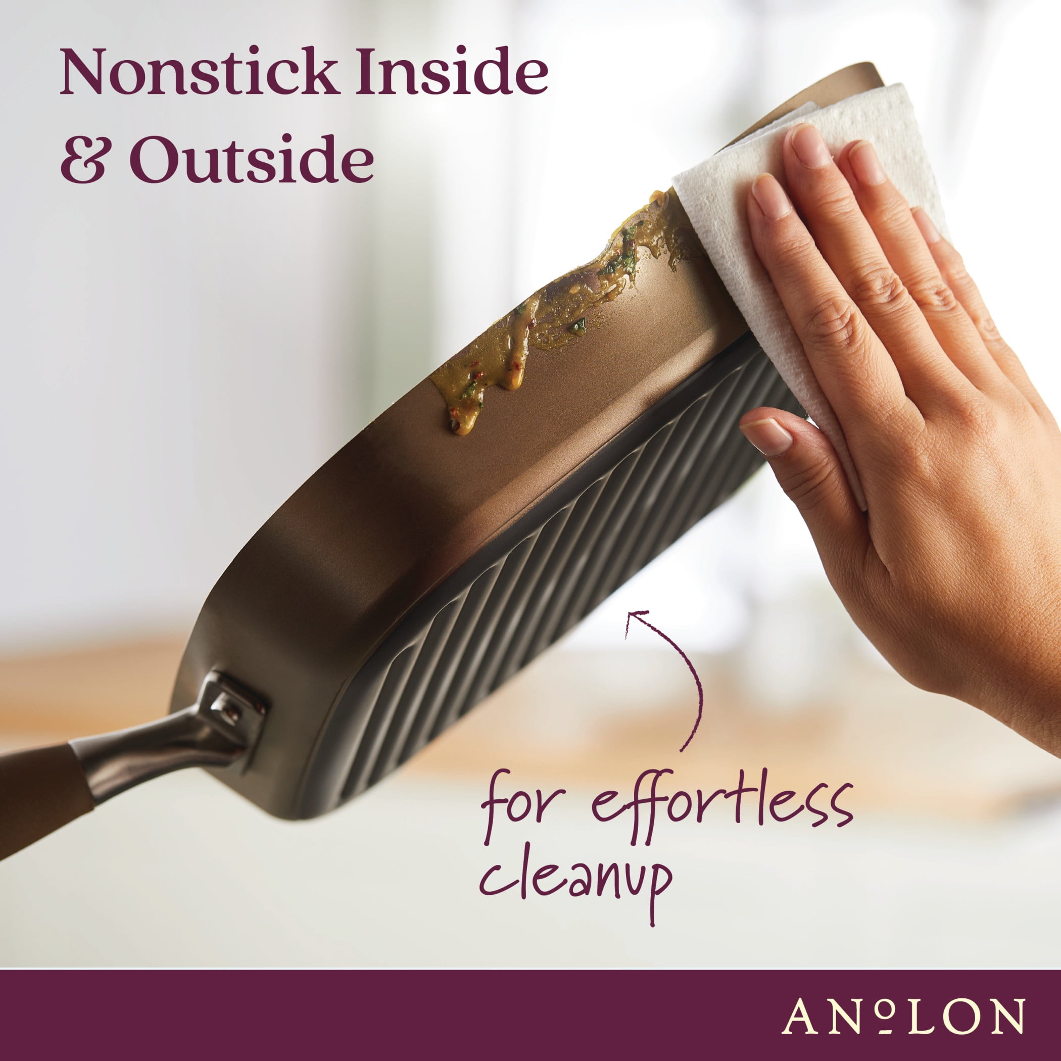 Anolon Advanced Home 11 inch Hard Anodized Nonstick Deep Square Grill Pan, Bronze