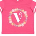 thumbnail image 4 of Inktastic Monogram Letter V Rose Floral Wreath Girls Toddler T-Shirt, 4 of 5