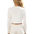 thumbnail image 3 of BODOAO Women's Long Sleeve Cropped Cardigan Open Front Bolero Shrug Lightweight Knit Cover Up, Soft Fitted Layering Sweater for Dresses Office Casual Wear White XL, 3 of 5