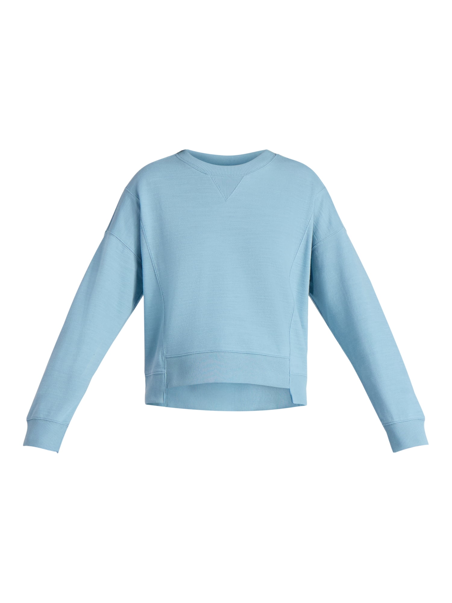 Time and Tru Women’s Ribbed Panel Sweatshirt with Long Sleeves, Sizes XS-XXXL
