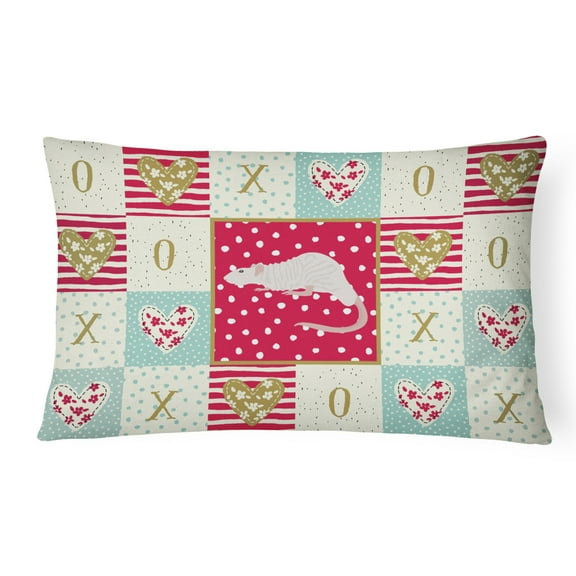 Caroline's Treasures CK5458PW1216 Dumbo Sphynx Rat Love Canvas Fabric Decorative Pillow, Red, 12H x16W, multicolor