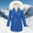 thumbnail image 4 of Women's Winter Parka Coats Soft Fleece Sherpa Lined Drawstring Snow Jacket With Hood Blue S, 4 of 7