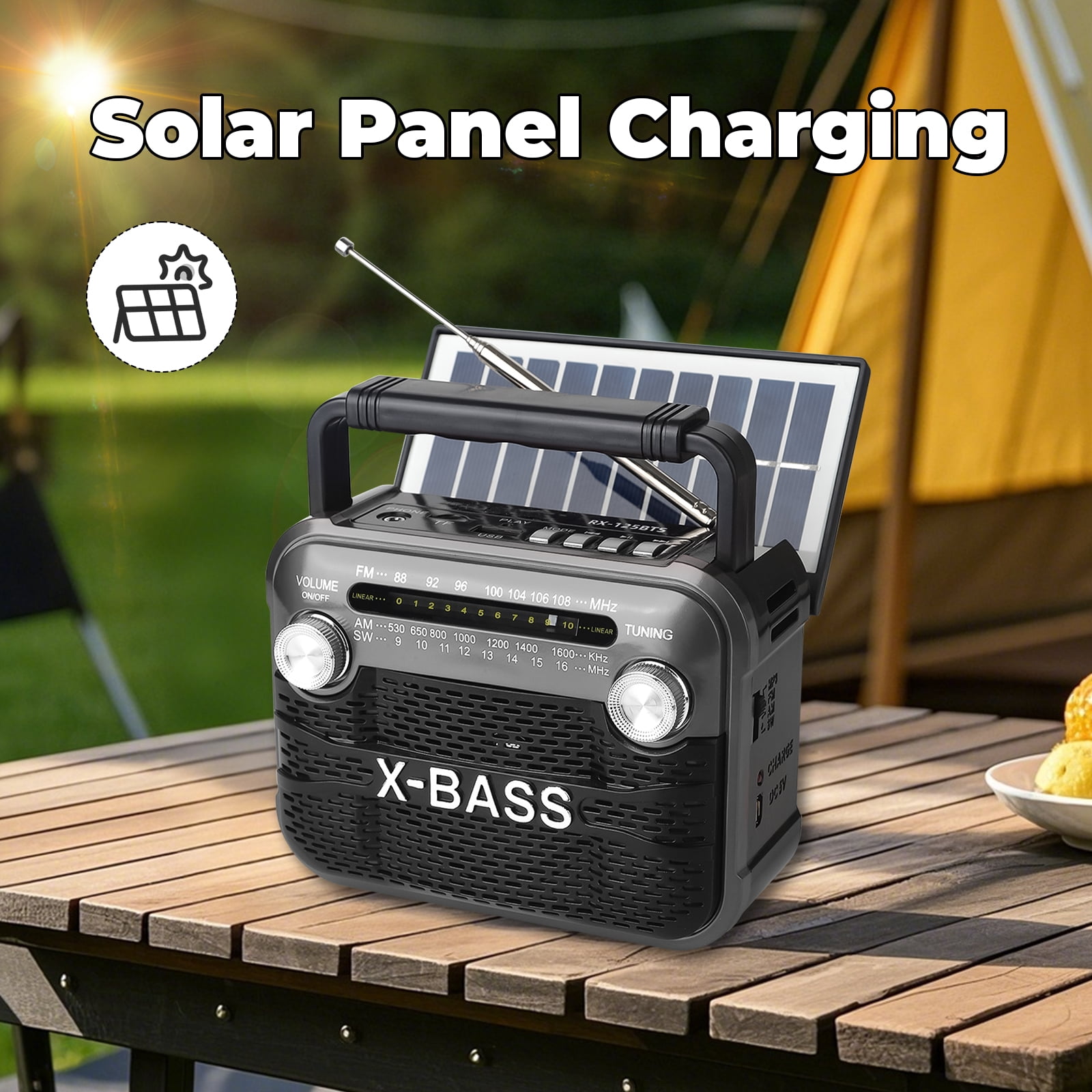 Portable AM/FM/SW Radio,Transistor Radio,Retro Bluetooth Speaker with USB/TF Player,Solar Battery Operated/USB Charge,Digital Tuner & Earphone Jack,Emergency Flashligh,Perfect for Gifts/Elderly/Home
