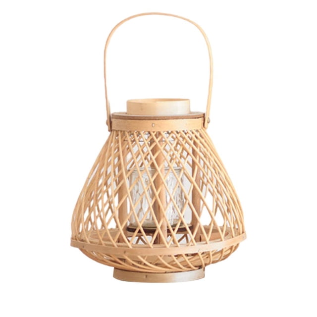 Farol colgante hueco de ratán de bambú tejido a mano, portavelas, adorno Los 25x38cm