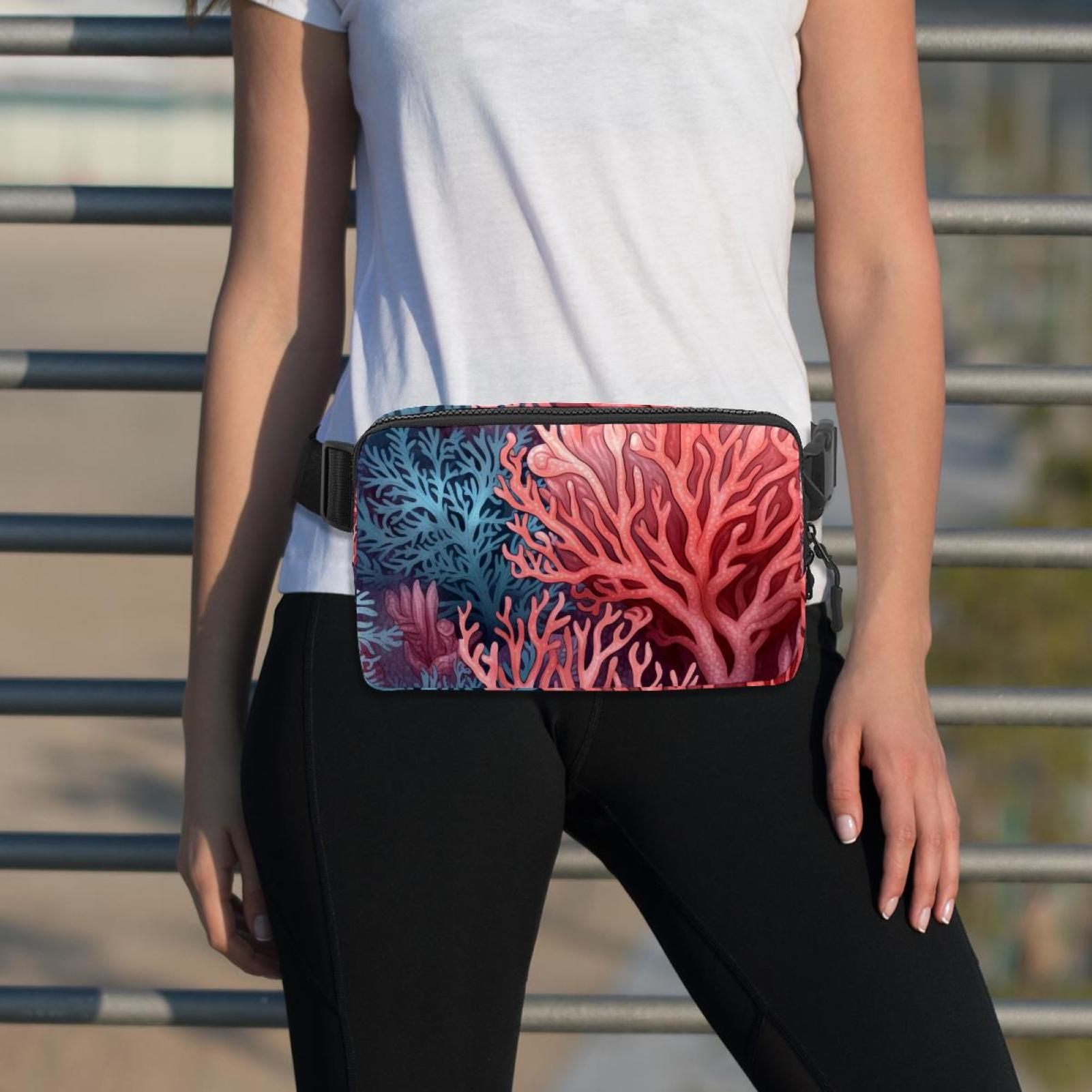 Coral Lightweight, Adjustable Running Belt with Extension Strap, Unisex Waist Bag, Fanny Pack, Cross Body Bag