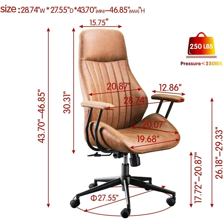 Ergonomic Office Chair, Modern Computer Desk Chair, High Back Suede Fabric Desk  Chair with Lumbar Support for Executive or Home Office (Brown) – Built to  Order, Made in USA, Custom Furniture –