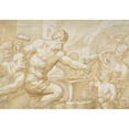 thumbnail image 2 of Domenico Piola 14x11 Black Ornate Wood Framed Double Matted Museum Art Print Titled: Venus and Cupid in Vulcan's Forge (1627-1703), 2 of 5
