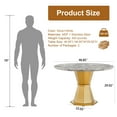 thumbnail image 2 of Round Dining Table for 2-4, 47” Modern Circle Wooden Faux Marble Kitchen Table, Marble Dining Room Table with Metal Base for Dining Room, Kitchen, Living Room (Style 1: White & Gold), 2 of 9