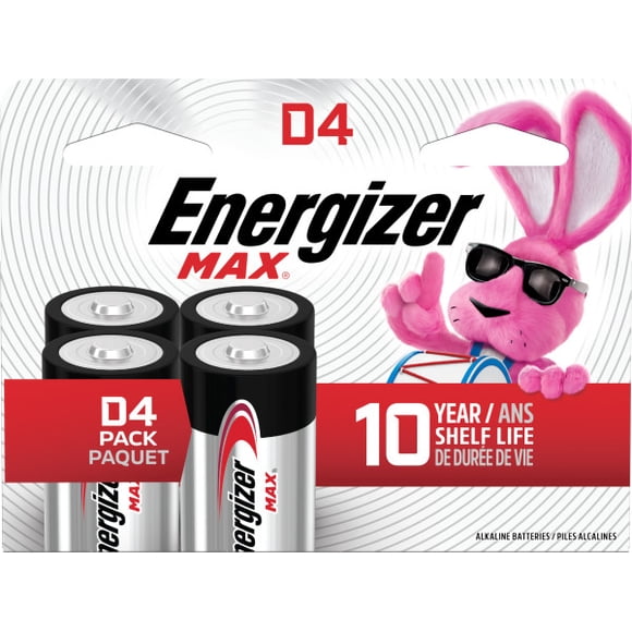Energizer MAX D Batteries (4 Pack), D Cell Alkaline Batteries