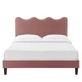 thumbnail image 6 of Platform Bed Frame, Full Size, Pink, Velvet, Bedroom, Modern Contemporary Boutique HB35292, 6 of 12