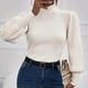 thumbnail image 4 of HongQid Womens Mock Neck Puff Long Sleeve Sweaters Casual Loose Solid Basic Knit Pullover Sweater, 4 of 9