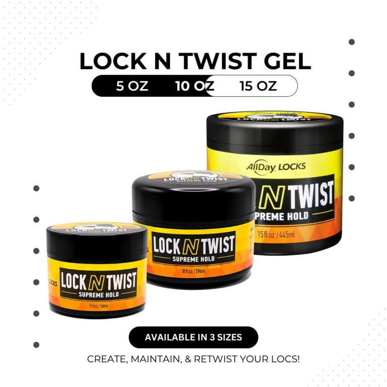 ALLDAY LOCKS Lock N Twist Supreme Hold, 10 Oz Hair Gel with Tea