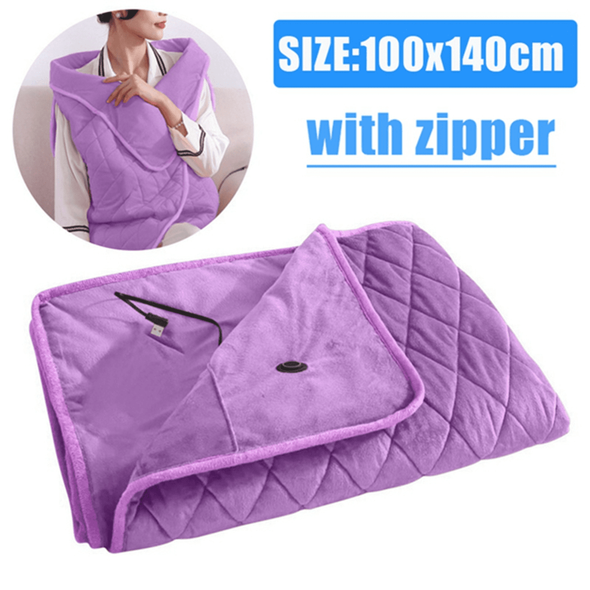 Blanket Powered By Power Bank Winter Bed Warmer USB Heated Blankets Body Thicker Heater Bed Warmer Machine Pink-A