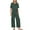 Army Green, variant on Women'S New Summer Solid Color Casual Cotton Linen Jumpsuit with Pockets Short-Sleeved Wide-Legged Pants Jumpsuit Pants