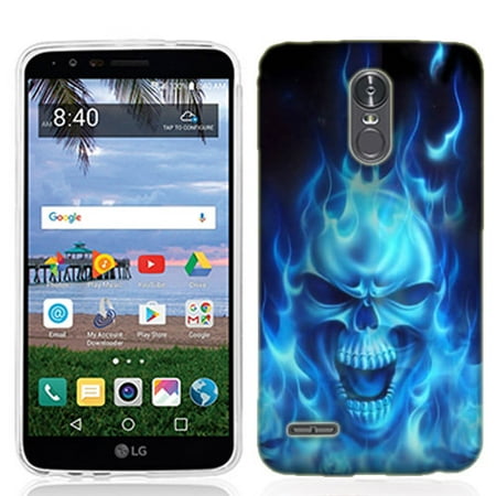 Skull Cigarette Case - MUNDAZE LG Stylo 4 Skin Case Cover Blue Flaming Skull