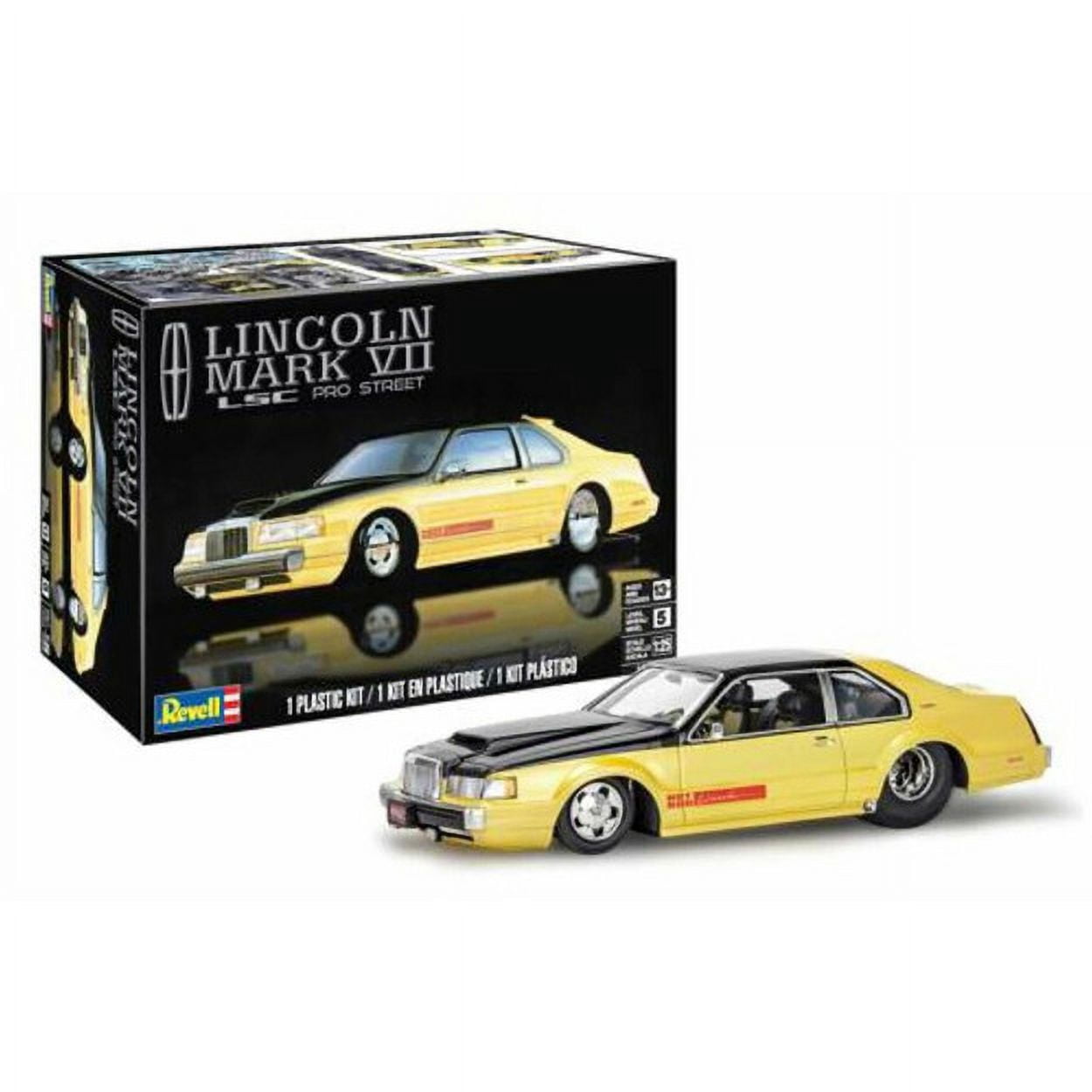 Revell Level 5 Model Kit Lincoln Mark VII LSC Pro Street Model, 1/25 Scale, Yellow