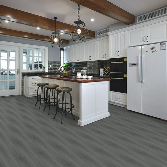UMIGGEE Gray Peel Stick Flooring 36" x 6" 10 Pieces/Pack Vinyl Wood Look Flooring Thin Tiles, Easy to Install for Bathroom, Kitchen, Living Room