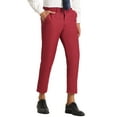 thumbnail image 5 of INSPIRE CHIC Men's Cropped Dress Pants Flat Front Ankle-Length Trousers 28 Burgundy, 5 of 7