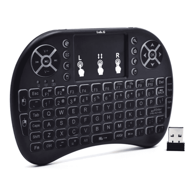 Mini Teclado Inalámbrico Touchpad para Celular Tv Pc en español Lab.G, Negro