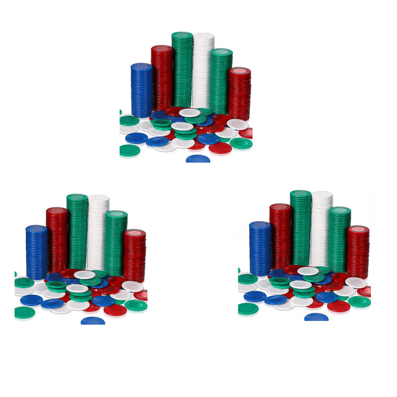1200 Pieces Plastic Poker Chips Game Chips 4 Colors Counter Card for Game Playing Counting Bingo Game Chips Card, 3