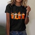 thumbnail image 2 of Halloween Shirts for Women T-Shirt for Casual Wear with Short Round Neck Pumpkin Print Loose Top in Stylish Everyday Wardrobe Black L, 2 of 6