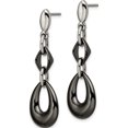 thumbnail image 3 of Stainless Steel Polished With Black Ceramic Post Dangle Earrings Made In China sre1031, 3 of 5
