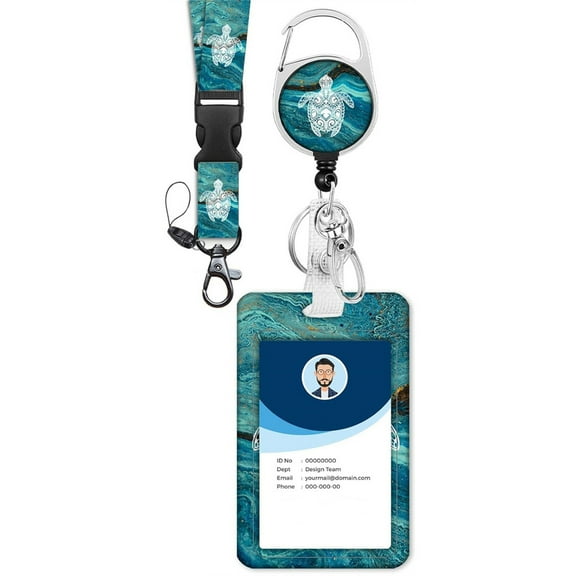 Lovely Turtles Lanyards with Badge Reel Carabiner Clip Card Holder Beautiful Neck Strap Name Badge Holder for Students