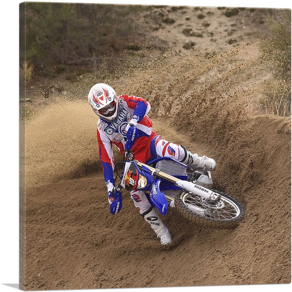 ARTCANVAS Dirt Bike Motocross Drift Canvas Art Print - Size: 26" x 26" (1.50" Deep)