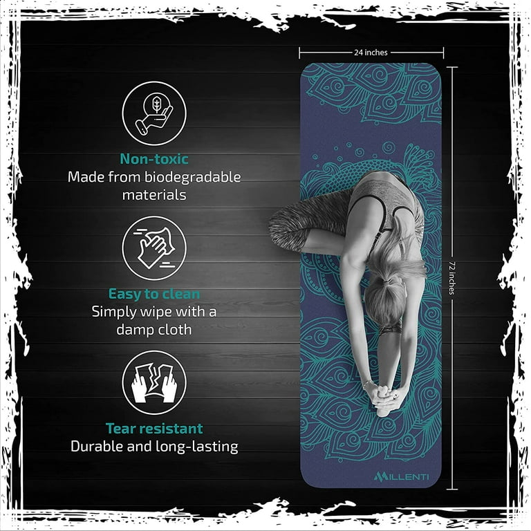 TOPLUS 6mm Yoga Pilates Mat TPE Non Slip, Tear Resistant, Strap