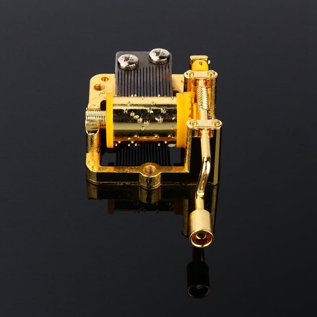 Loewten Hand Crank Music Box Movement,Cool 18 Notes DIY Mechanical Musical Box Golden Music Movement,Hand Crank Music Movement
