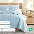 thumbnail image 5 of Lightweight Wrinkle Resistant Quilt Sets in Pale Blue Herringbone for Full/Queen Size Bedding by Comfort Canopy, 5 of 10