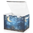 thumbnail image 2 of WOBOGO Lacy Night Sky Large Collapsible Storage Box Flip Lid Fabric Decorative Organizer Container Basket with Handles 16.5×12.6×11.8in, 2 of 7