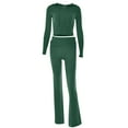 thumbnail image 5 of Pajamas for Women Set, Women's Fall and Winter Knitted Hooded High Waisted Long Sleeved Pants Two-Piece Set New Fall Pants Sets Women 2 Piece Outfits Army Green S, 5 of 9
