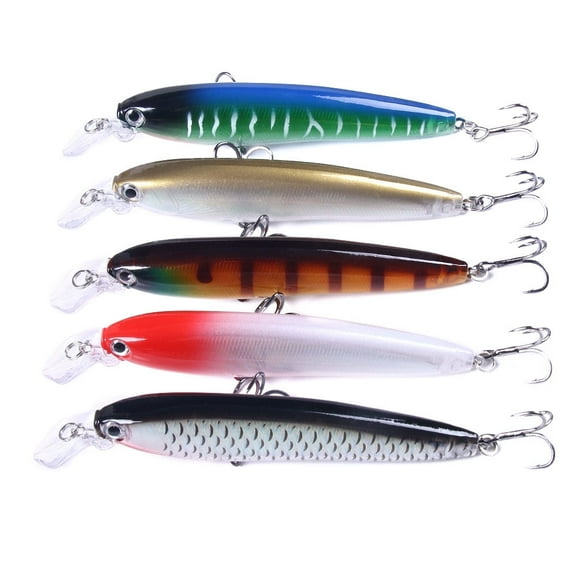 HENGJIA Fishing Lures Large Hard Bait Minnow VIB Lure with Treble Hook Life-Like Swimbait Fishing Bait Popper Crankbait Sinking Lure for Trout Bass Walleye Redfish, 5PCS