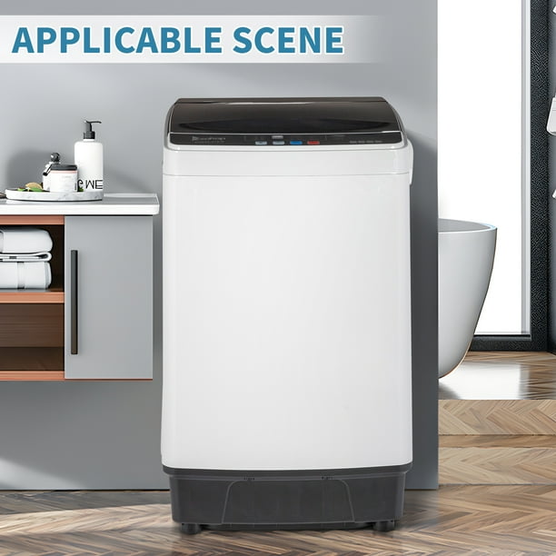 UbesGoo Full Automatic Washing Machine 17.6Lbs Top Load Portable Washer with Drain Pump 10 Wash Programs 8 Water Level Washer Dryer Combo 2 in 1