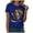 Blue, variant on Tops for Women Casual Round Neck Rooster Funny Chicken Art Short Sleeve Loose Fit Summer Tee Shirts