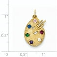thumbnail image 3 of 14k Yellow Gold CZ Stones Artist Palette Charm Pendant, 3 of 7