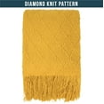 PAVILIA Mustard Yellow Throw Blanket, Geometric Fringe Soft Knitted for