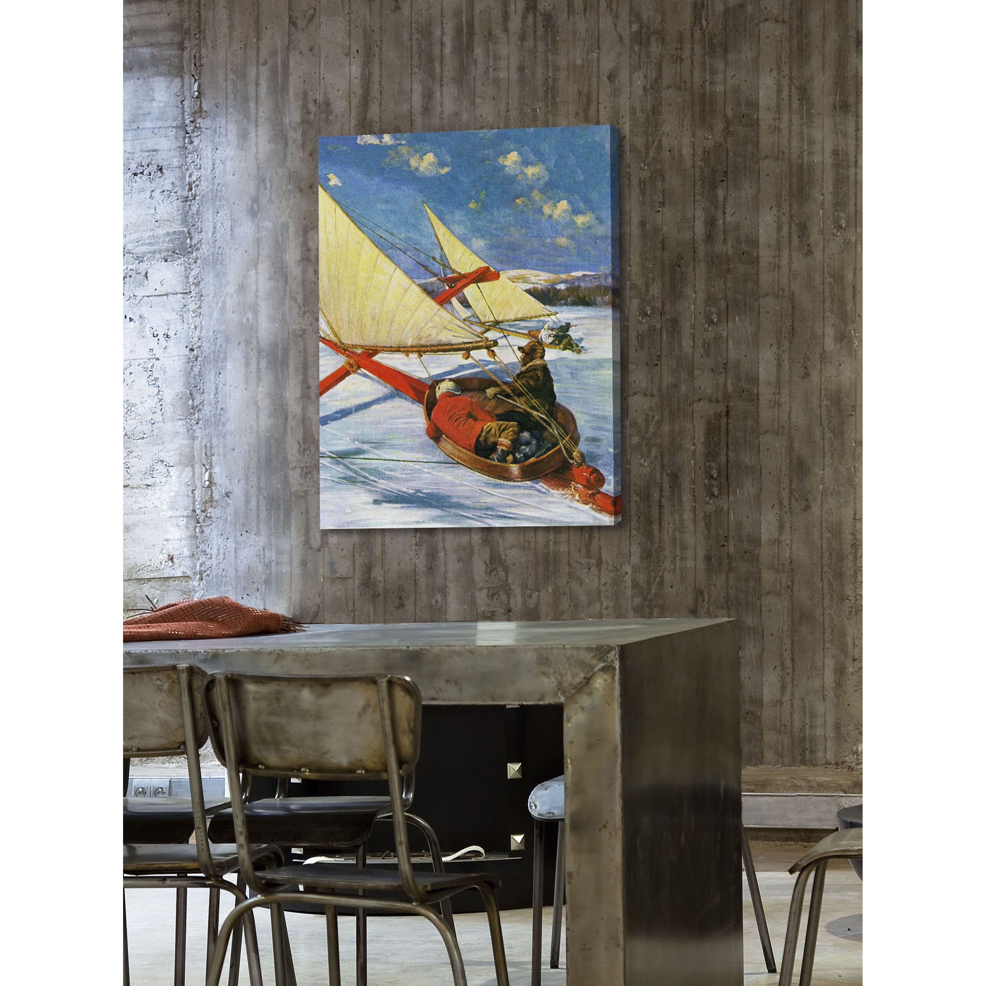 Marmont Hill Ice Boating by Anton Otto Fischer Painting Print on Canvas
