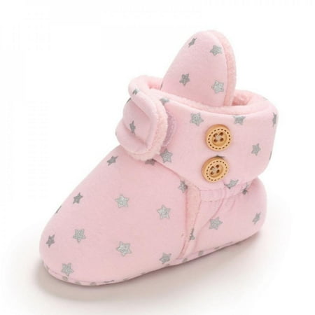 

Infant Baby Boy Girl Toddler Shoes Star Print Prewalkers Booties Winter Soft Anti-slip Warm Crib Shoes