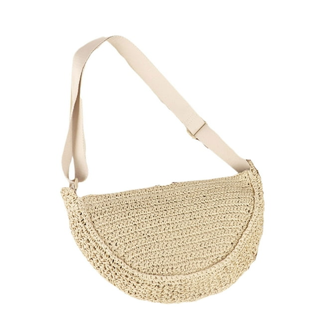 Transemion Eco-Friendly Straw Mini Handbag With Adjustable Straps For Various Clothing But Also Various Beige