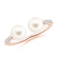 thumbnail image 1 of Angara Two Stone Freshwater Cultured Pearl Open Stackable Ring in 14K Rose Gold for Women (Ring Size = 5), 1 of 9