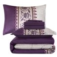 thumbnail image 2 of Marina Decoration Ultra Soft Luxury Fluffy Goose Down Alternative Bed in a Bag Rich Printed Comforter Set Includes Sheet Set, Modern Eggplant Aster Floral Pattern, 2 of 3