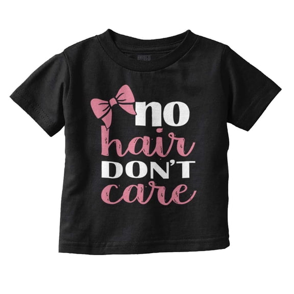 No Hair Don't Care Bald Adorable Bow Youth T Shirt Tee Girls Infant Toddler Brisco Brands 12M