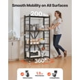 thumbnail image 3 of VEVOR 4-Tier Foldable Storage Shelf, 28W x 13D x 54H Inch Folding Metal Rack Shelving Unit, No Assembly Organizer Shelf with 5 Wheels & 4 Hooks for Pantry, Kitchen, Garage, Basement, Black, 3 of 9
