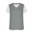 thumbnail image 6 of Busydd Womens Summer Tops Fashion Solid Color Patchwork Lace Blouses Casual Stylish V Neck Short Sleeve T-Shirts Comfy Lightweight Versatile Loose Going Out Tops, 6 of 7