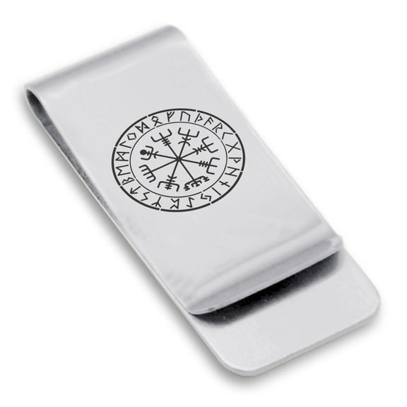 Stainless Steel Viking Vegvisir (Compass) Classic Slim Money Clip Credit Card Holder