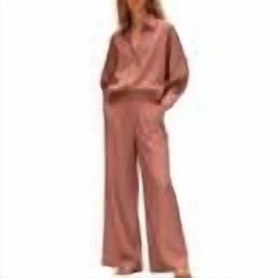 Office 2 Piece Outfits for Women, Lapel Collar Long Sleeve Shirts & Wide-Leg Pants, Lightweight Lounge Sets Travel Airport Outfits Casual Trendy Matching Loungewear Homewear